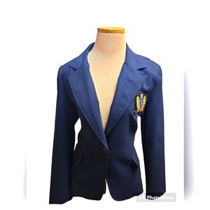 Vintage Star Clothing Company Navy single button blazer w/ crest like new condit